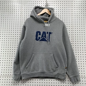 CAT Caterpillar Hoodie Sweatshirt Herren Large grau Kapuze bestickt Pullover - Bild 1 von 14
