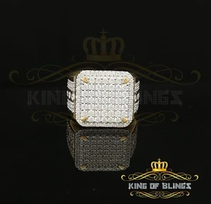 Big Look yellow Sterling Silver 4.90ct Cubic Zirconia Square Men's Ring SZ 9 - Picture 1 of 7