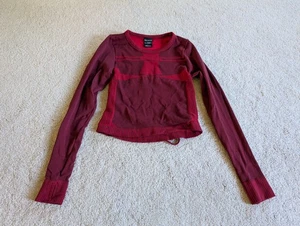 Iets Frans Crop Long Sleeve Red Womens Shirt Top XL Stretch Seamless - Picture 1 of 13