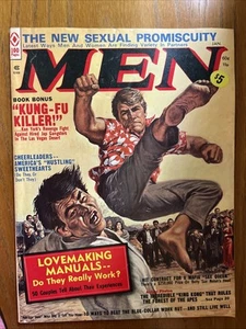 Men Magazine January 1974-Earl Norem kung-fu cover-KING KONG-CHEERLEADERS Rare - Picture 1 of 6