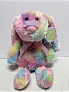 NWT 2017 Kellytoy Bunny Rabbit Easter Plush Pastel Rainbow Tie Dyed Stuffed Toy - Picture 1 of 10