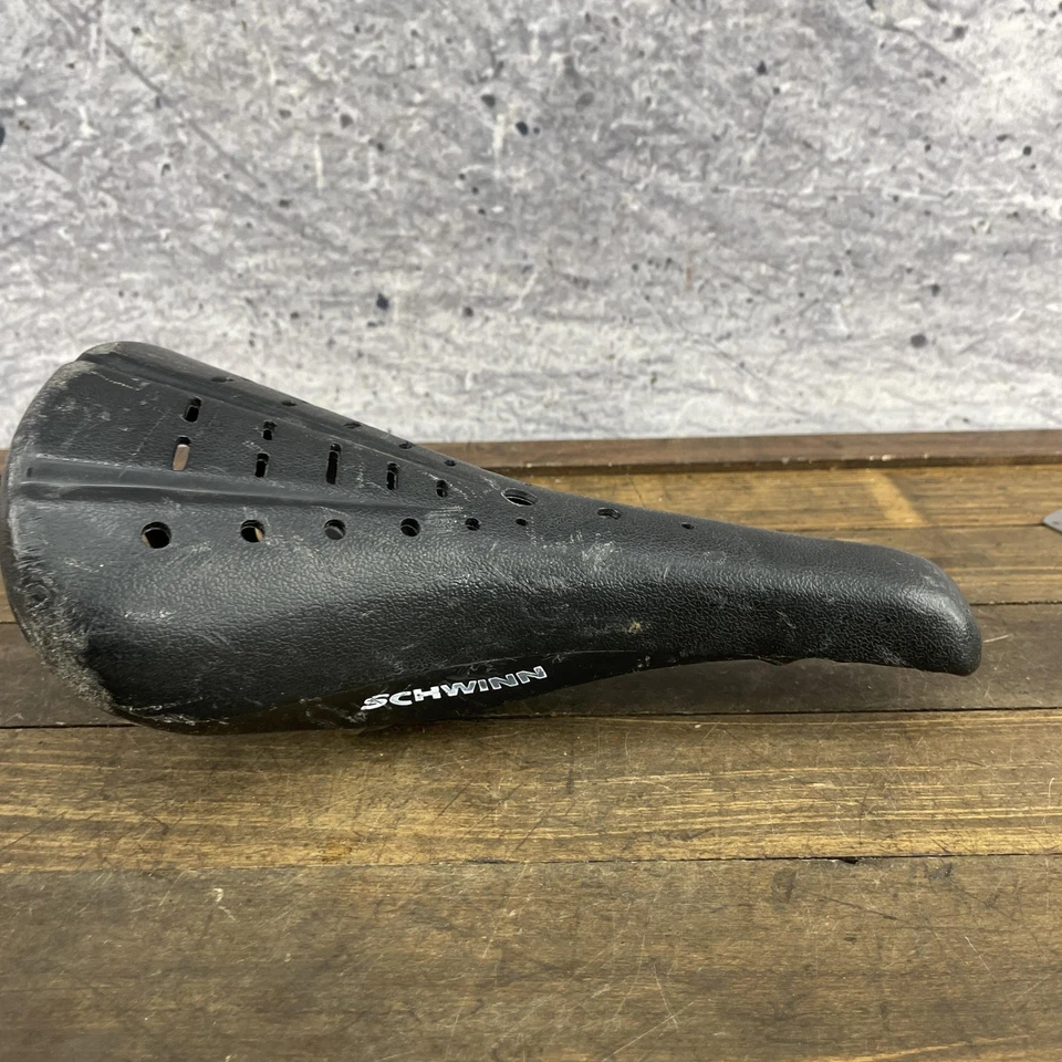 Asiento de bicicleta BMX Schwinn negro vintage sillín de bicicleta de carretera perforado años 80 90 Foto 1 de 4