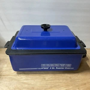 VINTAGE Nesco 4QT Non Stick Electric Roaster Oven Roasting Cooker Dark Blue - Picture 1 of 12