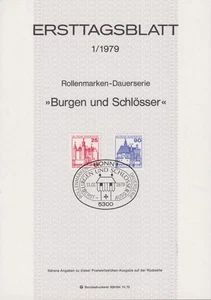 F-EX61147 GERMANY 1979 ERSTTAGSBLATT 1/1979 TOWN & CASTLES. - Picture 1 of 2
