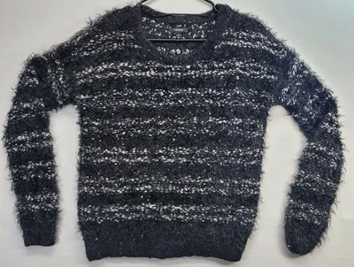 Suéter de lentejuelas Apt 9 para mujer talla pequeña negro manga larga suave acogedor cálido brillante Foto 1 de 4