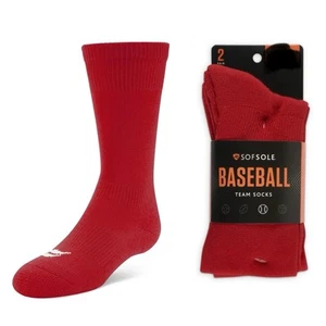 🔥2 Calzini Baseball Sofsole Rosso Gioventù XS 4-10 Rinforzati Tacco/Punta Suola Imbottita - Foto 1 di 5