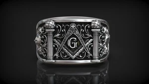 Free Masonic Ring  Mason ring ,Silver Masonic Symbol Mans Masonic Ring - Picture 1 of 6