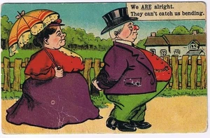 Comic Postcard Plump Couple Strolling Continental Postcard Manchester - Bild 1 von 2