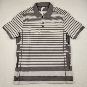Polo grande acanalado Lululemon Athletica a rayas negras y grises para hombre - Imagen 1 de 6
