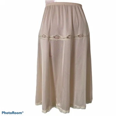 Vintage Vanity Fair Half Slip Womens Small Pink Nylon Ivory Lace - Image 1 of 3