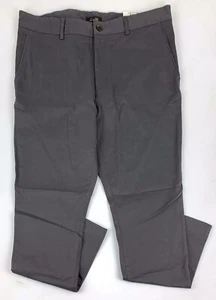 Pantalones de vestir informales Tasso Elba grises elásticos delanteros planos para hombre talla 34x32 nuevos con etiquetas - Imagen 1 de 8