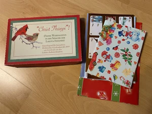 Weihnachtsset mit Karten, Umschläge und Geschenkpapier , Schleife u.Anhänger - Bild 1 von 5