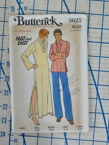 BUTTERICK Fast & Easy Muster 3625 Vintage 70er HERREN CAFTAN HEMD M 38-40 - Bild 1 von 4