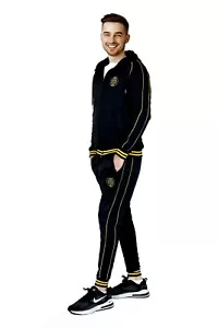 New Mens Tracksuit Top Full Zip Hoddie Original Tricot Polyester,Stripe Design - Picture 1 of 21