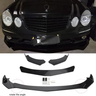 For Mercedes Benz W205 W204 Front Bumper Lip Splitter Spoiler Glossy Black Kit - Image 1 of 4