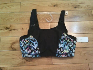 Neu mit Etikett $ 66 DAMEN GLAMOURISE SPORT-BH BÜGEL FARBE SCHWARZ/MEHRFARBIG GRÖSSE 32D - Bild 1 von 1