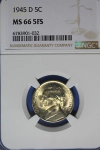 1945 D NGC 5C MS66 5FS JEFFERSON NICKEL #B49869 - Picture 1 of 2