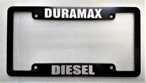 DURAMAX DIESEL, BILLET ALUMINUM LICENSE PLATE FRAME, BLACK - Picture 1 of 2