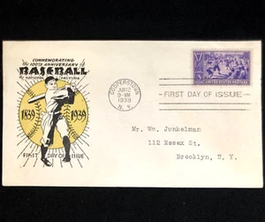 1939 Baseball Centennial 3c #855 Stamp on FDC Cover with Coulthard cachet - Picture 1 of 2
