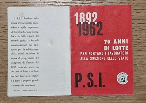 Tessera politica Partito Socialista Italiano PSI 1962 - Imagen 1 de 2