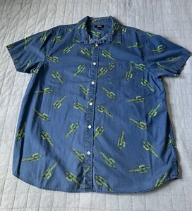 Blue Urban Pipeline Short Sleeve Button Cactus Pattern Size XXL 2XL - Picture 1 of 3