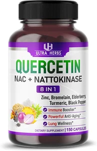 Quercetin Supplement with Bromelain, Vitamin C and Zinc, Nattokinase, NAC, Elder - Picture 1 of 6