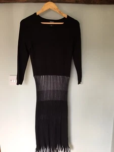 DKNY Ladies Dress with Ribbed Skirt Black & White Small - Picture 1 of 5