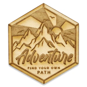 PinMart Finde deinen eigenen Weg Abenteuer Lasergravur 3D Schnitt Holz Naturholz - Bild 1 von 4