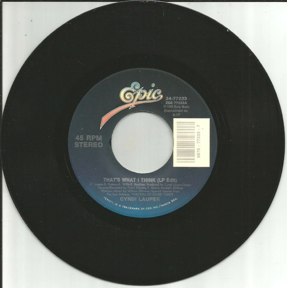 CYNDI LAUPER That’s what I think w/ EDIT & LIVE LIMITED  7 INCH Vinyl Single 45  - Image 1 of 1