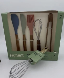 Figmint 5-teiliges Mini-Küchenutensilien-Set Akazienholz/Silikon NEU IM KARTON 1 Extra - Bild 1 von 5