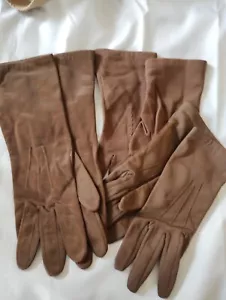 3 Pairs Vintage 1960s Dents Brown Nylon Gloves Size 7.5 - Picture 1 of 5