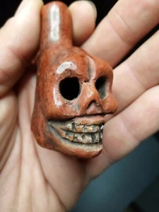 Death Whistle, Loud, Red, Small, Real, Aztec, Maya, Original, Hand Crafted. - Picture 1 of 6