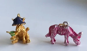 Joan Rivers Noah's Ark Charms Pink Gold Metal Pair Donkeys w/chain - Picture 1 of 8