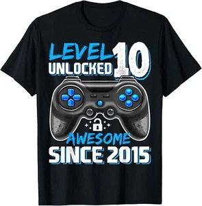 10th Birthday Boy Level 10 Gamer 10 Year Video Game Party T-Shirt Hoodie - Picture 1 of 11