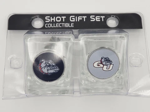 Great American Products NCAA Gonzaga Bulldogs 2 Piece Square 2oz.Shot Glass Set Cover