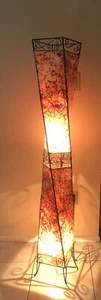 Abstract painted Leather In Twisted Iron Floor Lamp 58"High 8"wide - Picture 1 of 7