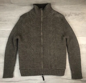 Norm Thompson Sweater Jacket Wool Blend Brown Fisherman Full Zip Collared Mens M - Picture 1 of 18