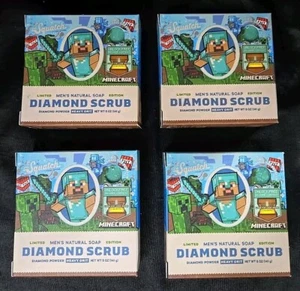 4 Pk Minecraft Limited Edition Diamond Scrub Soap Dr. Squatch w/ GAME CODES Rare - Picture 1 of 5