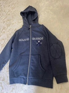 Roland Garros French Open Child’s Navy Zip Up Hoodie Embroidered Emblem Size 8 - Picture 1 of 11