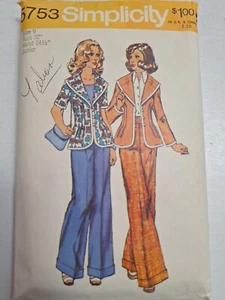 Jacket Pants 9 Jr Simplicity 5753 Sewing Pattern Cut VTG Wool Denim Canvas Jean - Picture 1 of 7