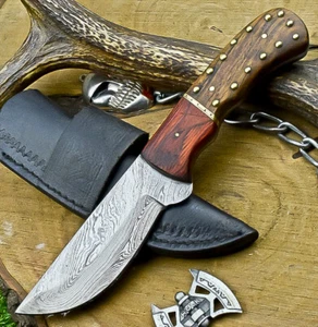 Premium Handmade Damascus Steel Camping Knife – Outdoor Hunting Knife SNSN-4085 - Picture 1 of 10