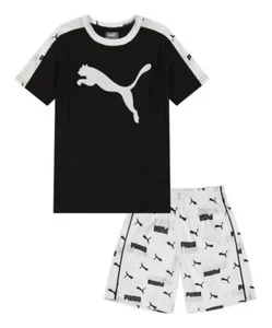 PUMA BOYS OUTFIT - 231 WHITE BLACK SZ 7 - BASKETBALL SOCCER SHIRT SHORTS SET 2 - Picture 1 of 1