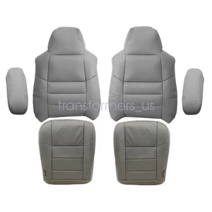 2002 2003 For Ford F250 F350 Super Duty Lariat XLT Front Leather Seat Cover Gray - Picture 1 of 11
