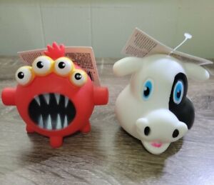 Dog Squeaky Toys Red Monster/ White Cow. 
