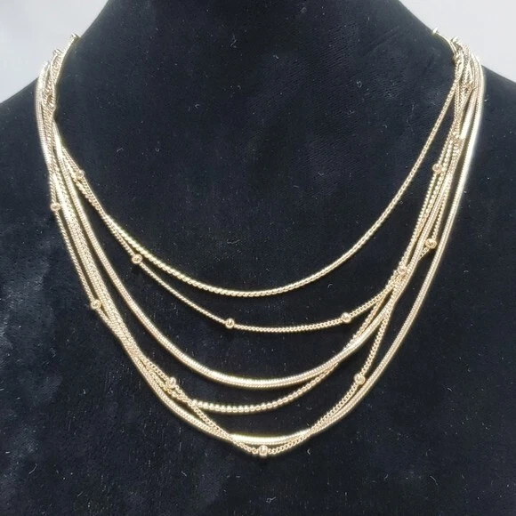 Kohl's rose gold multi row 6 strand necklace