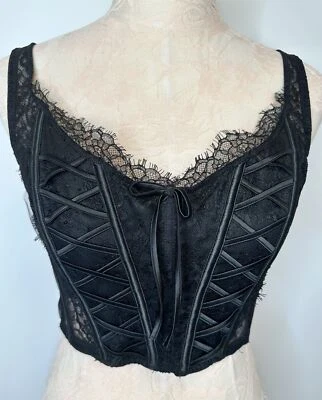 Victoria’s Secret Dream Angels Unlined Lace Up Corset Bra Top NWOT XL Black - Image 1 of 4