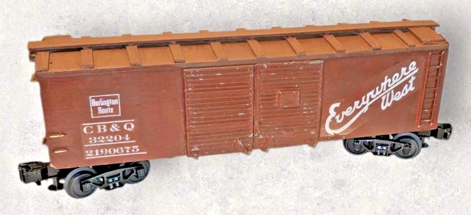 Vintage Westbrook O Gauge CB&Q Box Car Cardboard Wood Die Cast New MTH Trucks - Image 1 of 4
