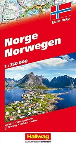 NORWAY TRAVEL MAP - 1:750,000 (ENGLISH, FRENCH AND GERMAN By Hallwag & Hallwag - Image 1 of 1