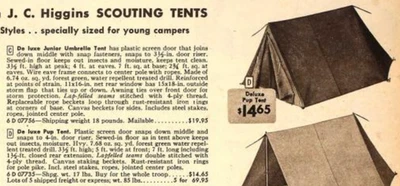 1951 SEARS ROEBUCK AND CO De Luxe щенок палатка сделано в США 6-21 модель # 6 D 07735 - Изображение 1 из 4