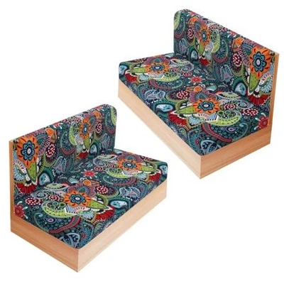 Juego de 2 fundas de cojín RV Dinette, 2 fundas de banco y 2 fundas de respaldo azul verde Foto 1 de 4